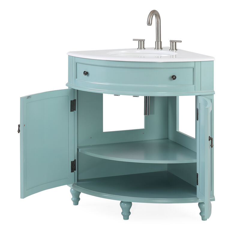 24 Inch Triadsville Freestanding Light Blue Corner Bathroom Sink Vanity image number 2