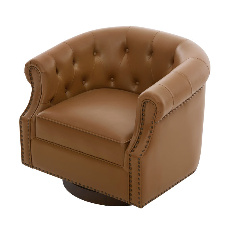 Merax 360&deg; Swivel Accent Chair with PU Leather, High-Density Foam & Spring Support image number 0
