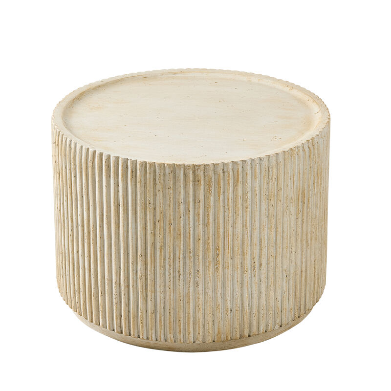 Christopher Knight Home Jayma Patio Modern Lightweight Concrete Round Fluted Coffee Table image number 4