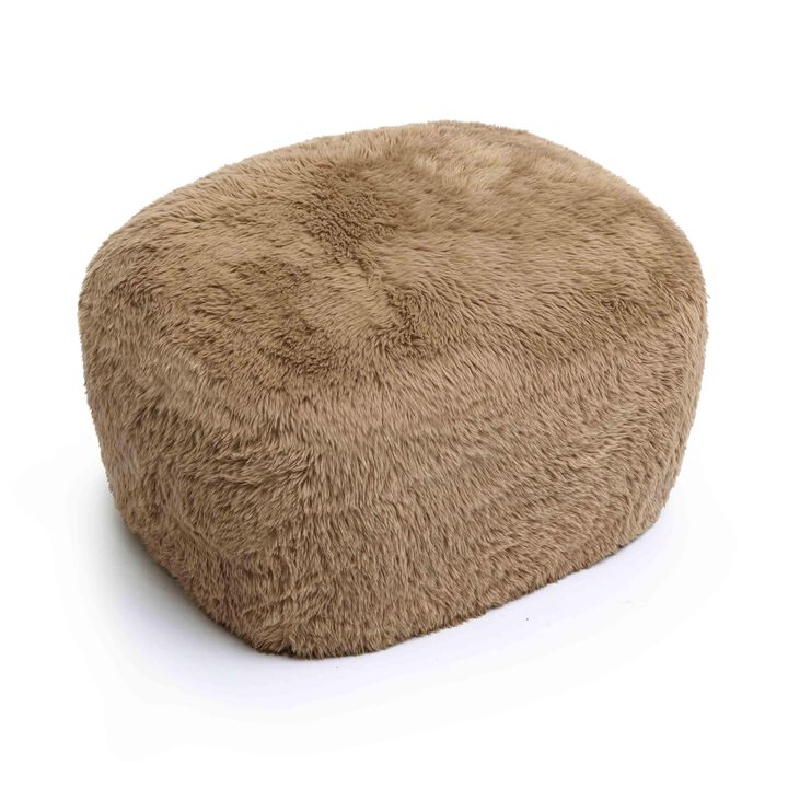 Britt Dark Taupe Vegan Shearling Ottoman