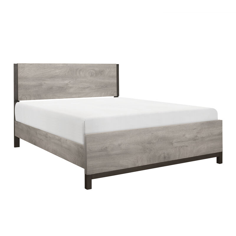 Zephyr 4 Pc Queen Size Bedroom Set, Light Gray, Brown, Modern Style image number 2