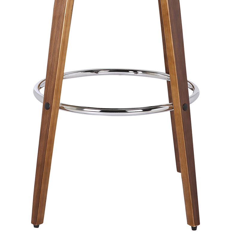 Sonia Bar Height Swivel Brown Faux Leather and Walnut Wood Bar Stool image number 5