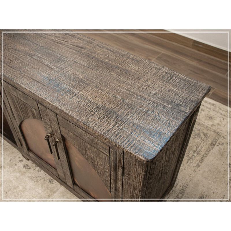 Crafters and Weavers Mystic Pine Wood and Copper TV Stand 93