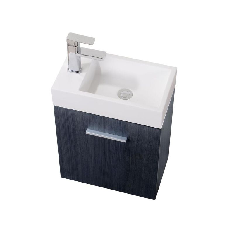 Kubebath Bliss 18 Gray Oak Wall Mount Modern Bathroom Vanity