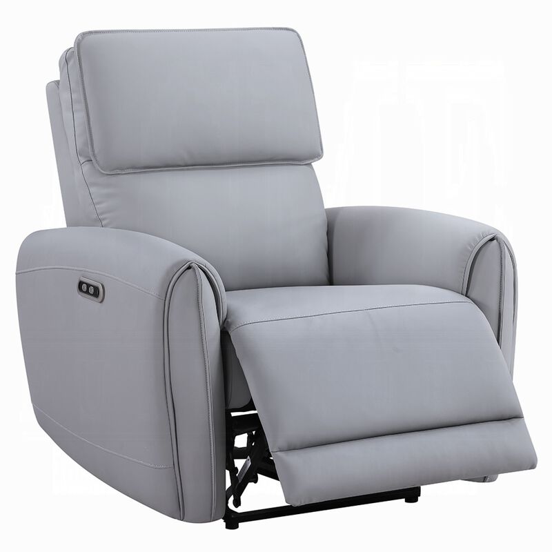 Jero Power Motion Recliner Armchair with USB Port, Light Gray Faux Leather image number 0