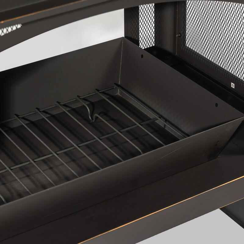 40" Wood Burning Fireplace, 50000 BTU Steel Fire Pit, Wood Burning Chimney for Outside Patio Deck Garden Backyard