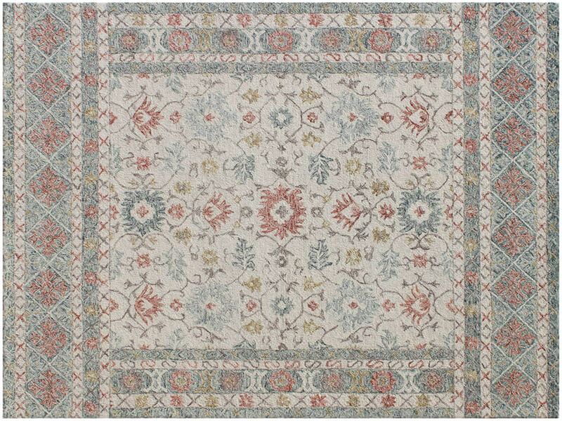 HomeRoots 5' X 8' Ivory and Blue Wool Oriental Hand Tufted Non Skid Area Rug image number 3