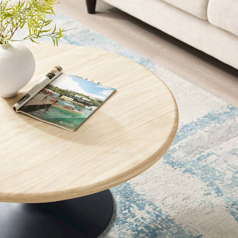 Lippa 36&rdquo; Round Faux Travertine Coffee Table image number 7