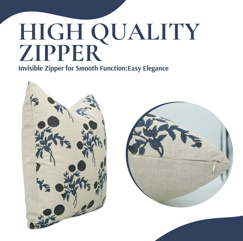 Fabdivine Soft Pure Linen with Perfect Knife Edges and Zipper Closure Handmade Block Print Pillow or Cushion Cover image number 2