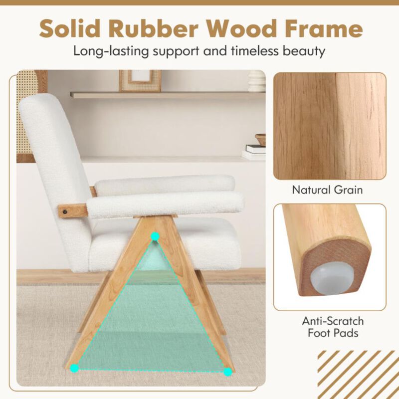 Hivvago Mid Century Modern Accent Chair with Rubber Wood Frame and Padded Armrests