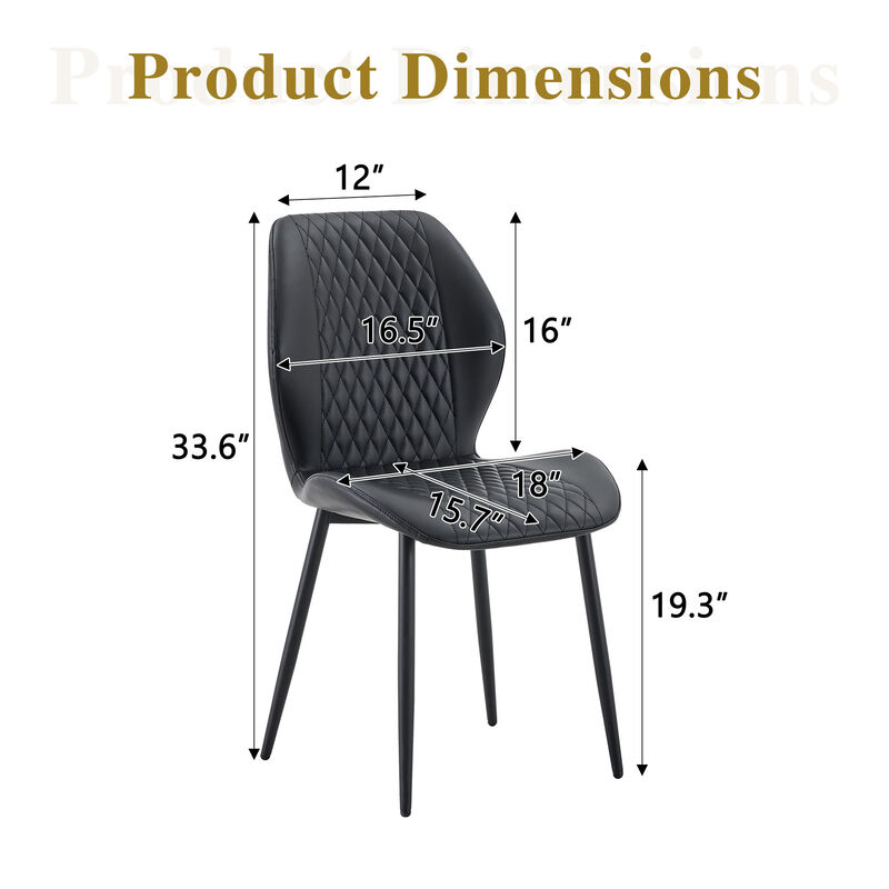 Whisen 4-Pack PU Leather Dining Chairs with Metal Legs, Light Luxury Upholstered Accent Chairs for Dining Room, Office, Study image number 9