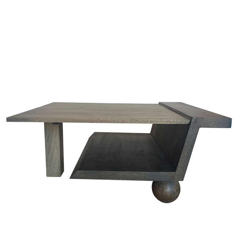 34 Inch Coffee Table, Handcrafted Natural Brown Mango Wood, Modern Contemporary Design Base image number 8