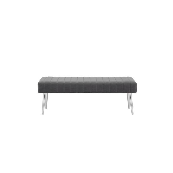Pangea Home Hilda Bench Velvet Gray