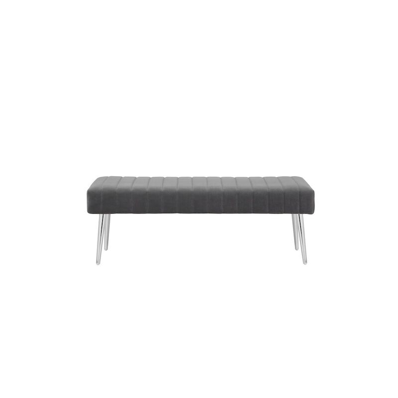 Pangea Home Hilda Bench Velvet Gray