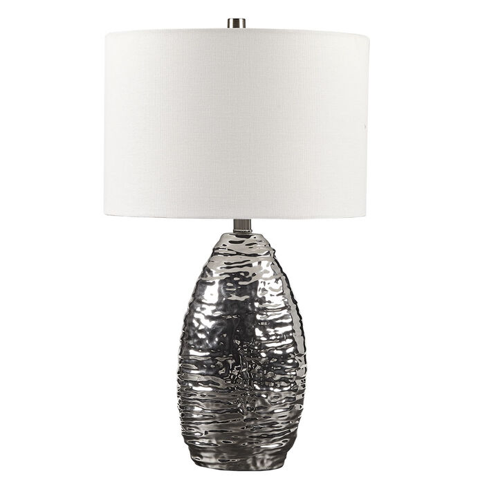 Gracie Mills Camryn Sculpted Elegance Oval Textured Ceramic Table Lamp
