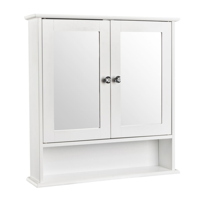 Double Door Mirror Bathroom Storage Cabinet, Wall-Mounted Organizer for Home