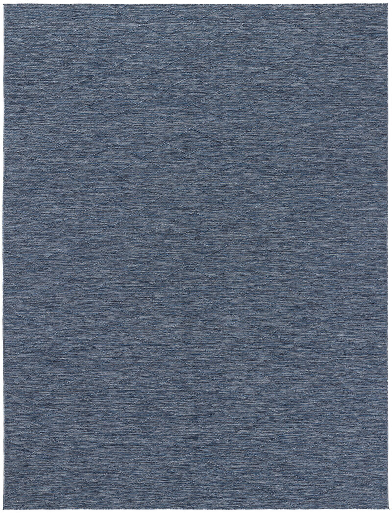 HomeRoots 8' X 10' Navy Blue And Ivory Geometric Indoor Outdoor Area Rug image number 0