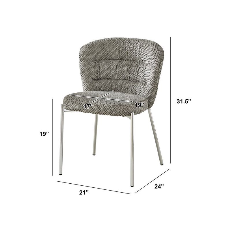 Gray Fluffy Fabric With Silver Base, Set Of 2