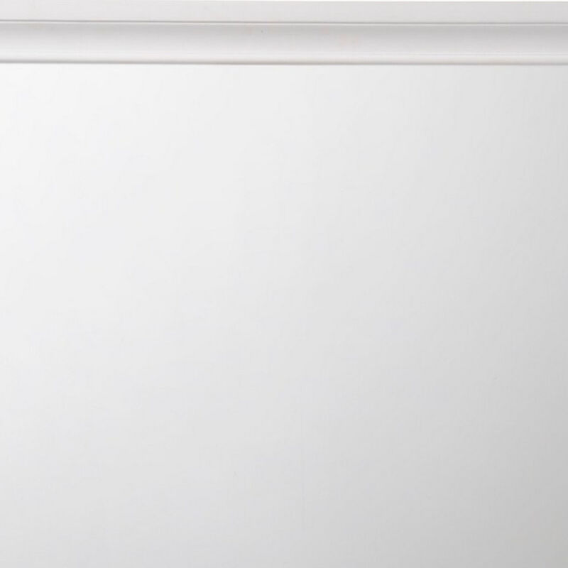 Wooden Rectangular Wall Mirror with Beveled Edges, White - Benzara