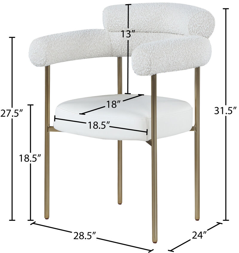 Meridian Furniture Blake Cream Vegan Leather / Boucle Fabric Dining Chair, Set of 2