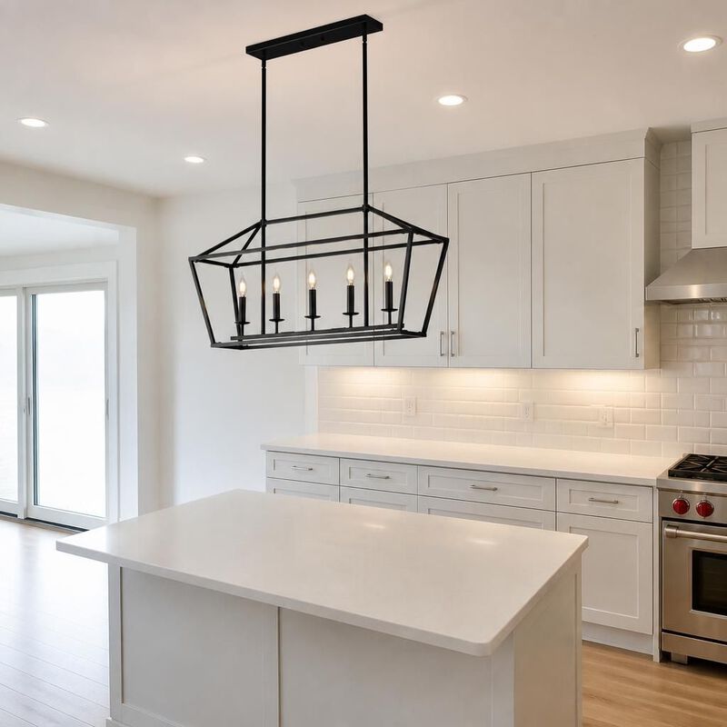 ELEMENT ACE 5-Light Industrial Farmhouse Linear Chandelier Pendant Light Fixture for Dining Room Kitchen Island Living Room Hallway image number 2