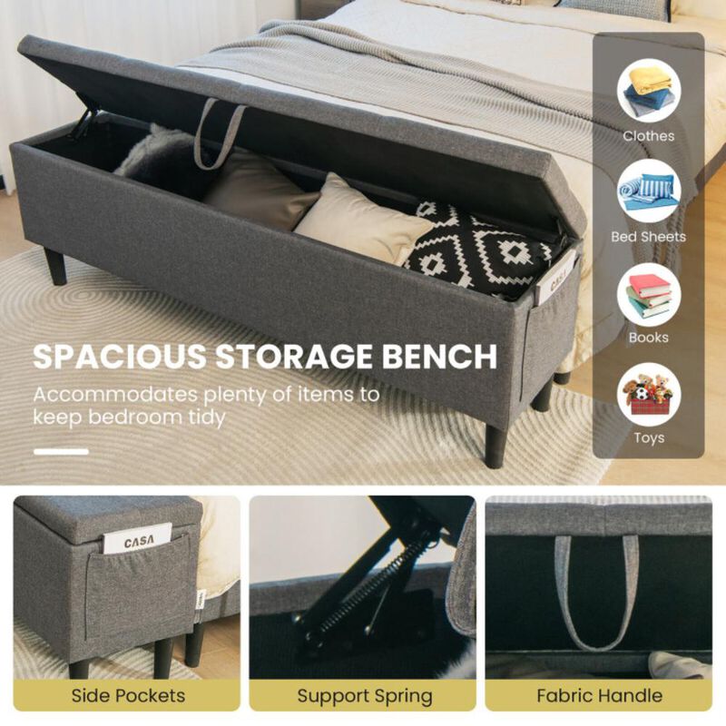 Hivvago Upholstered Bed Frame with Headboard and Storage Ottoman image number 5