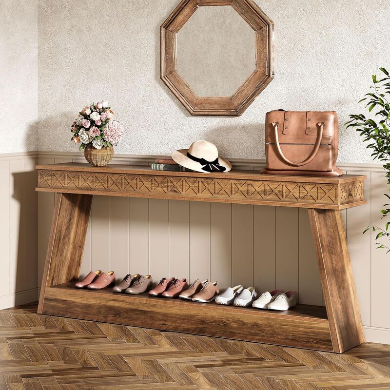 Tribesigns Farmhouse Wood Console Table image number 2