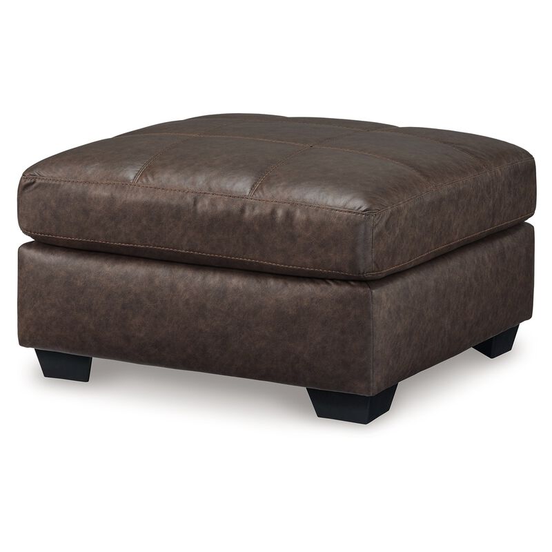 Barl Oversized Ottoman, Plush Dark Brown Faux Leather Cushion, 36 Inch - Benzara