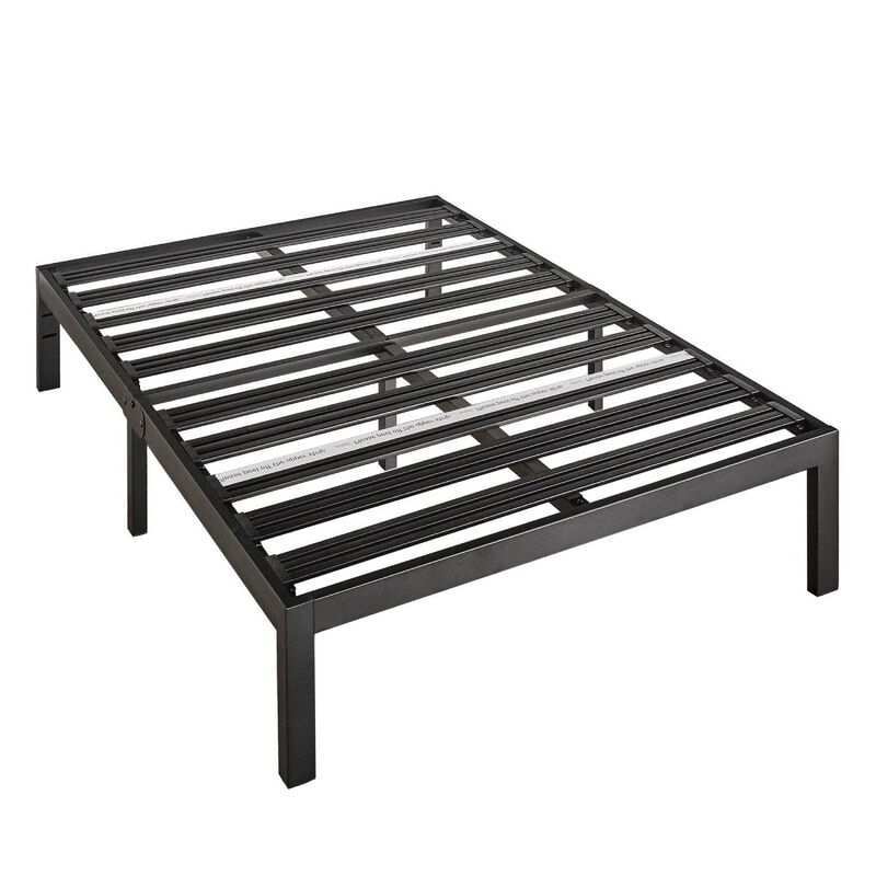 QuikFurn Queen size Metal Platform Bed Frame with 3.86 inch Wide Heavy Duty Steel Slats