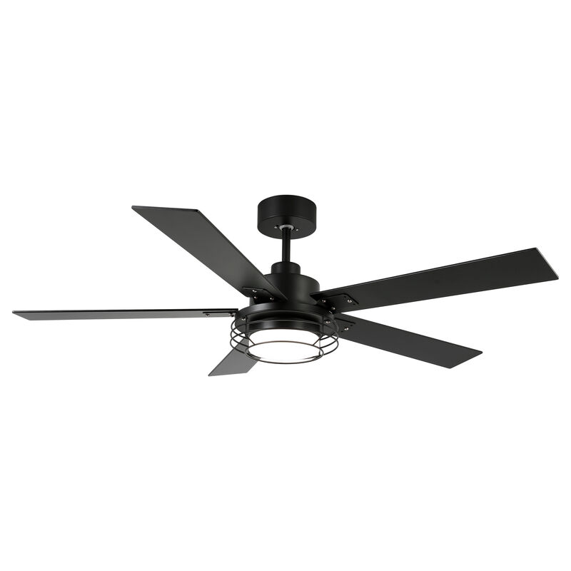 52 in. Black Reversible Blades 6-Speed Ceiling Fan with Light and Remote