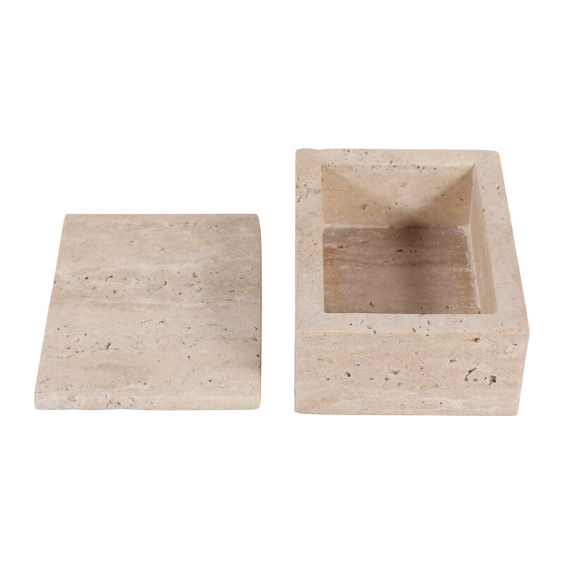 7" Travertine Box, Tan image number 2