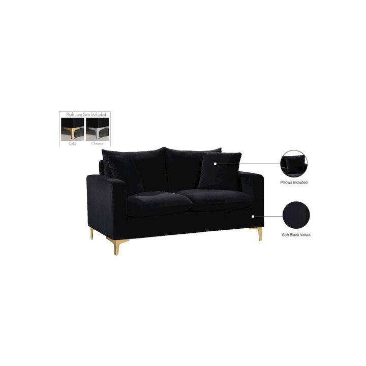 Meridian Furniture Naomi Black Velvet Loveseat