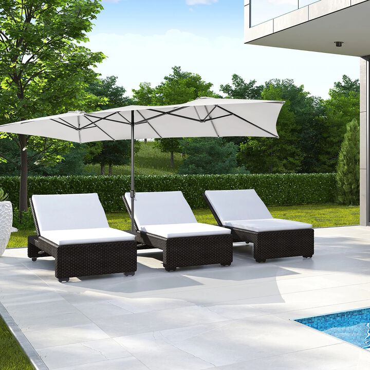 Mondawe 15 Feet Double-Sized Patio Umbrella with Crank Handle and Vented Tops