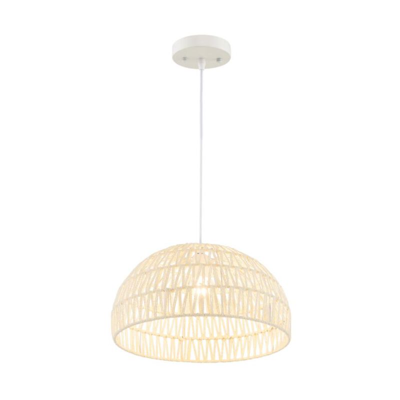 Hivvago Farmhouse Rattan Pendant Lights with Adjustable Hanging Rope-Beige