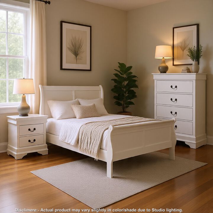 Fy Three Piece Full Size Bedroom Set, Modern Brass Metal Handles, Classic White