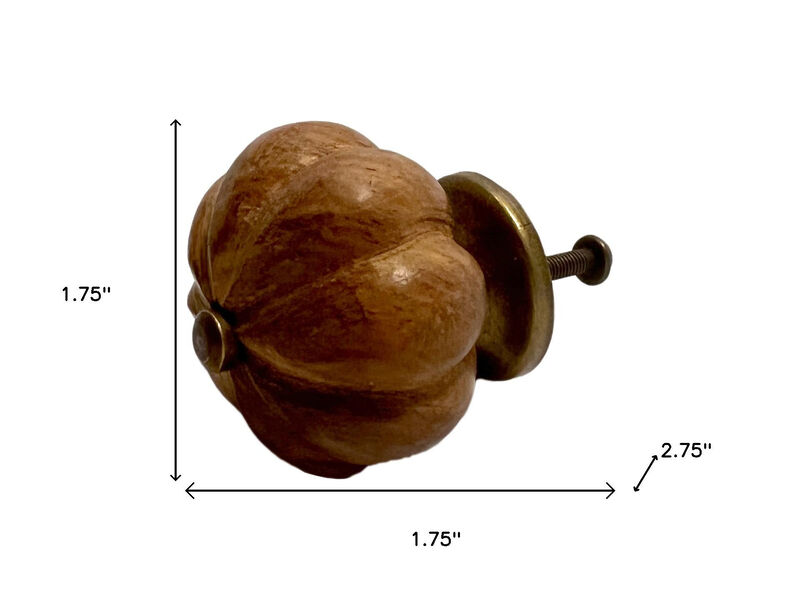 HomeRoots Set of Six Brown Floral Knob Wood Drawer Pull Knobs image number 5