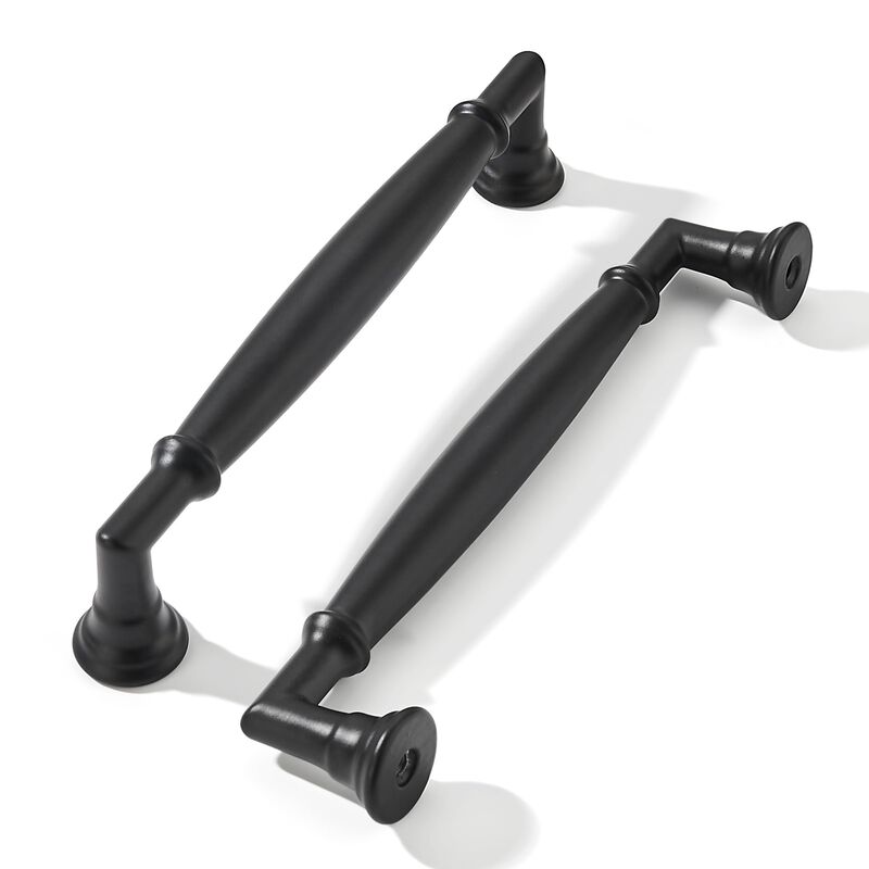 khtumeware 5 Pack 5 Inch(128mm) Matte Black Cabinet Pulls Heavy Duty Solid Cabinet Handles Kitchen Cabinet Hardware for Cupboard