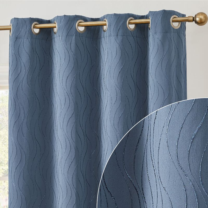 THD Spring 100% Blackout Thermal Energy Efficient Window Curtain Grommet Panels - For Living Room & Bedroom - Set of 2