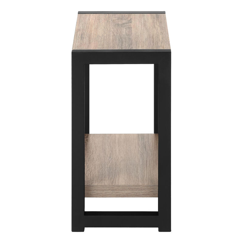 Monarch Specialties I 2083 Accent Table, Side, End, Narrow, Small, 2 Tier, Living Room, Bedroom, Metal, Laminate, Brown, Black, Contemporary, Modern
