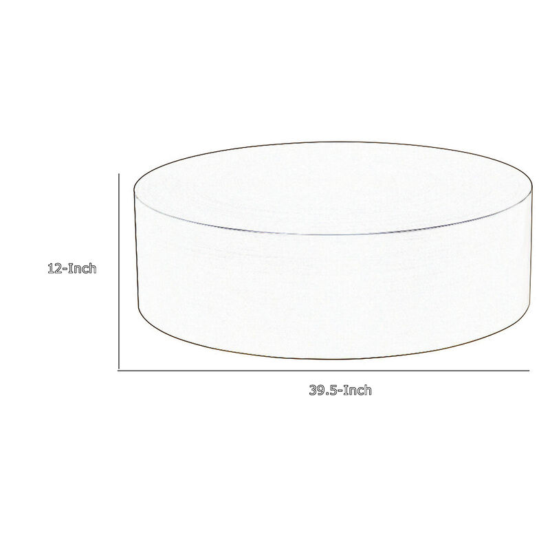 Rano Coffee Table, 40 Inch Round Black Iron Top, Modern Drum Shape - Benzara