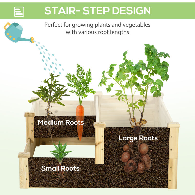 Hivvago 3-Tier Wooden Planter Box for Flowers & Vegetables image number 5