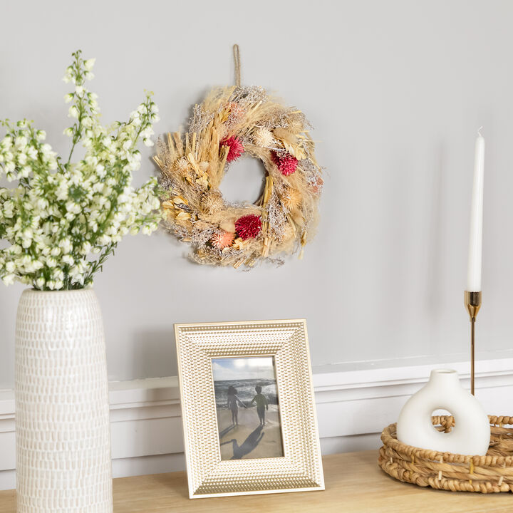 Pampas Grass and Dried Floral Spring Wreath - 11"