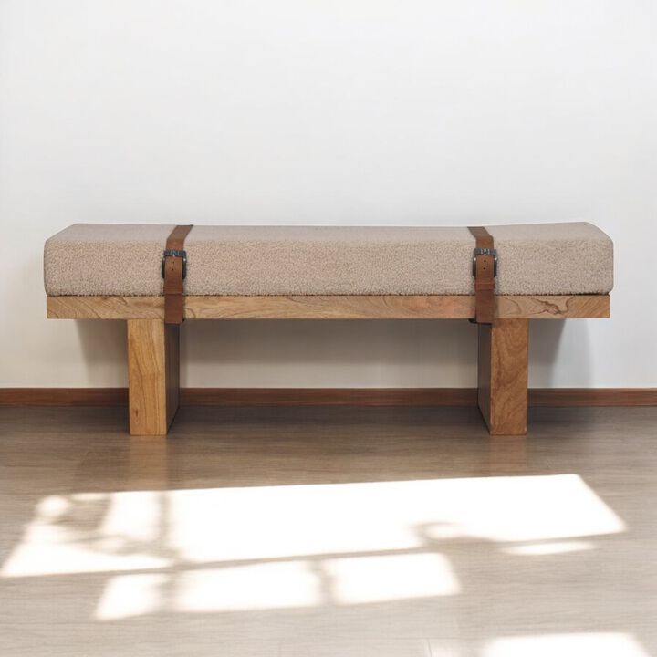 Artisan Furniture Solid Wood Belmont Cream Boucle Bench