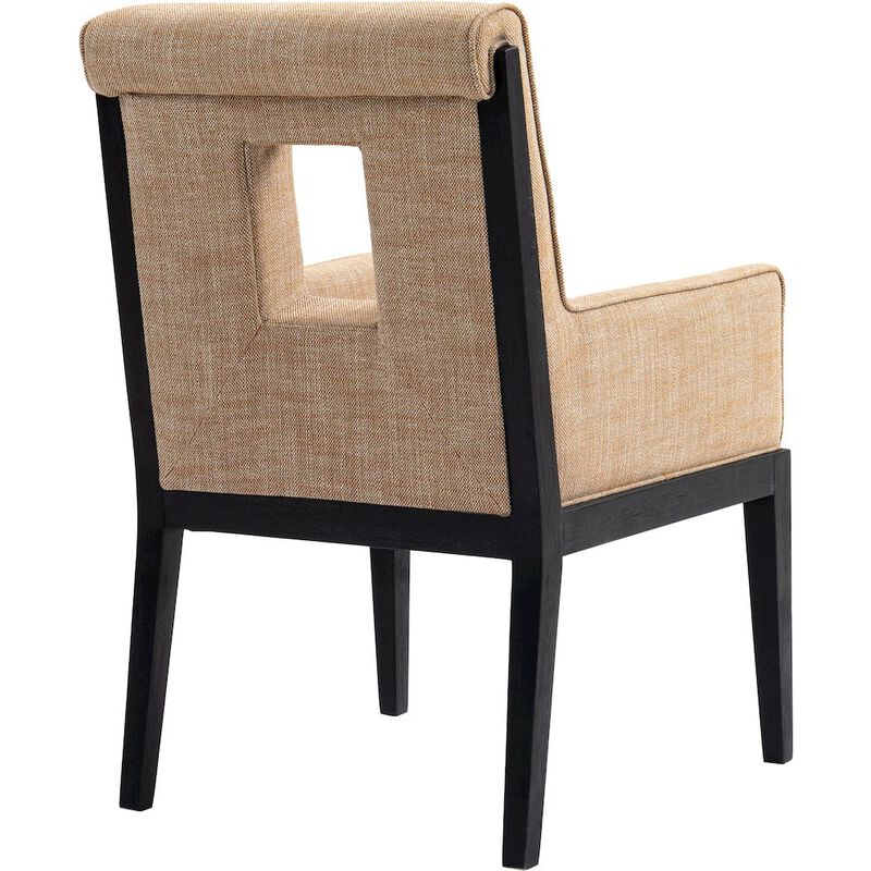 Meridian Furniture Gwendolyn Cognac Linen Textured Fabric Dining Arm Chair