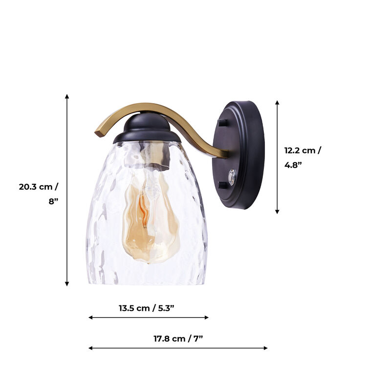 Heidi Dimmable 1-Light Armed Wall Sconce with 3-Stage Touch Dimmer Black/Brass image number 5