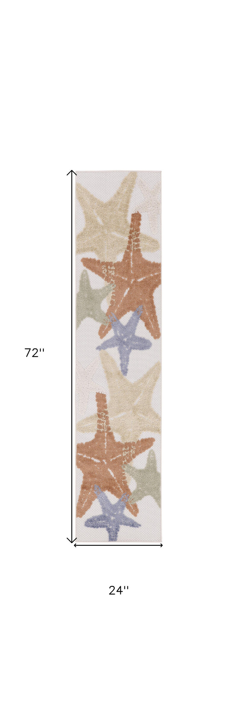 HomeRoots 6' Ivory Yellow Orange And Green Starfish Indoor Outdoor Runner Rug image number 5