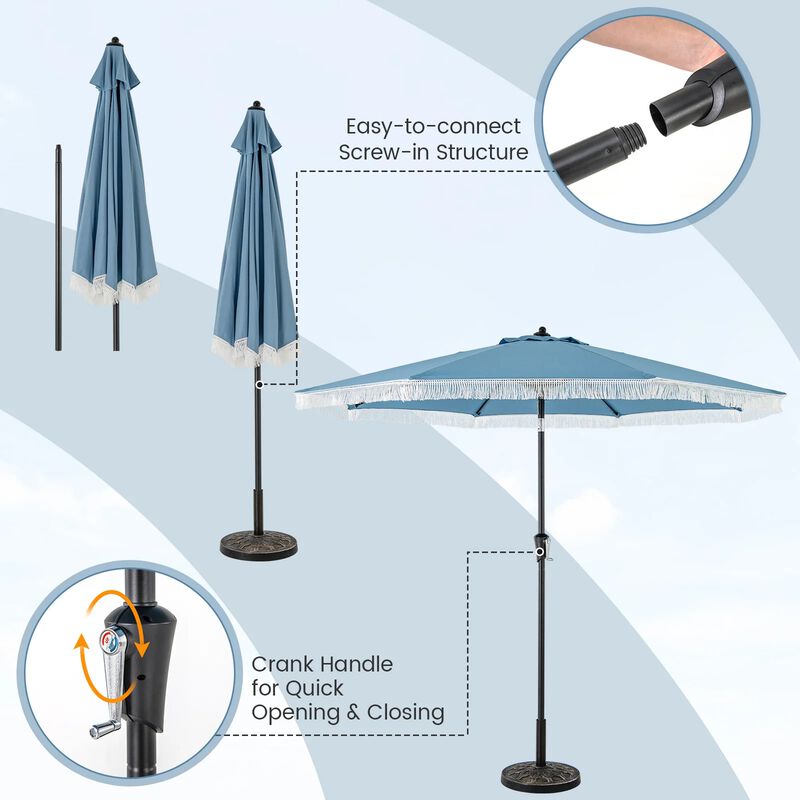 Mondawe 9 FT Patio Umbrella with Sun-Protective Canopy for Patio Garden Pool