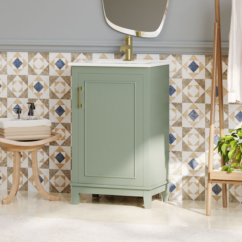 ELEMENT ACE Modern Compact Bathroom Vanity Cabinet with Ceramic Basin and Ample Storage Space image number 4