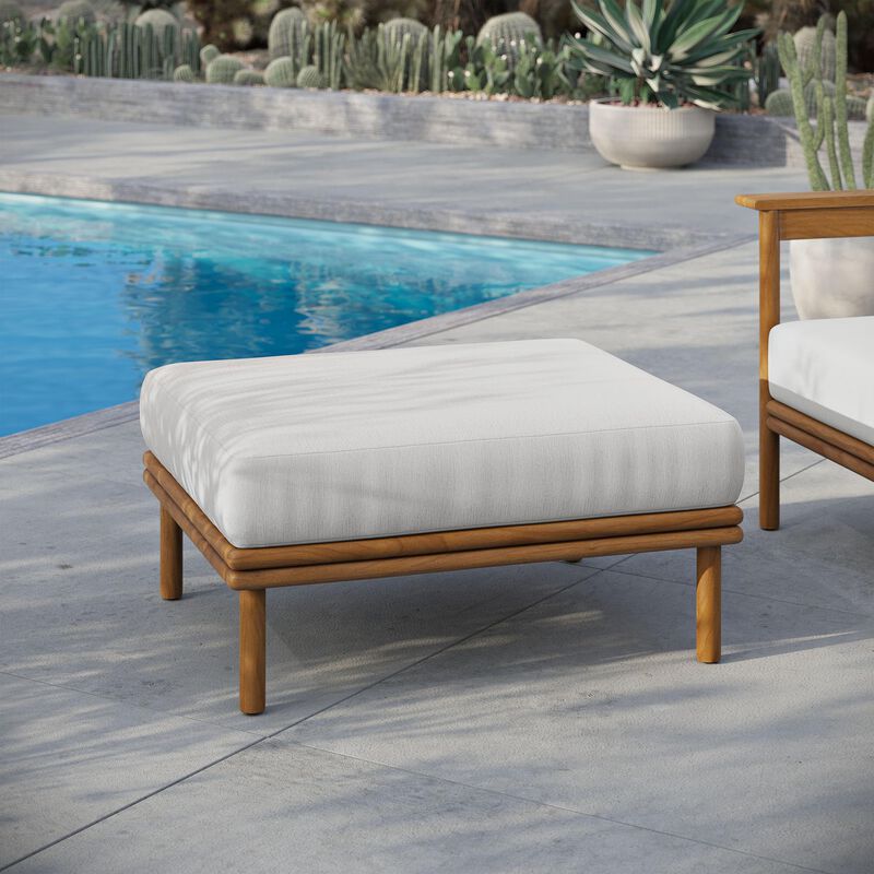 Modway Wren Teak Wood Outdoor Ottoman in Natural Sail image number 1