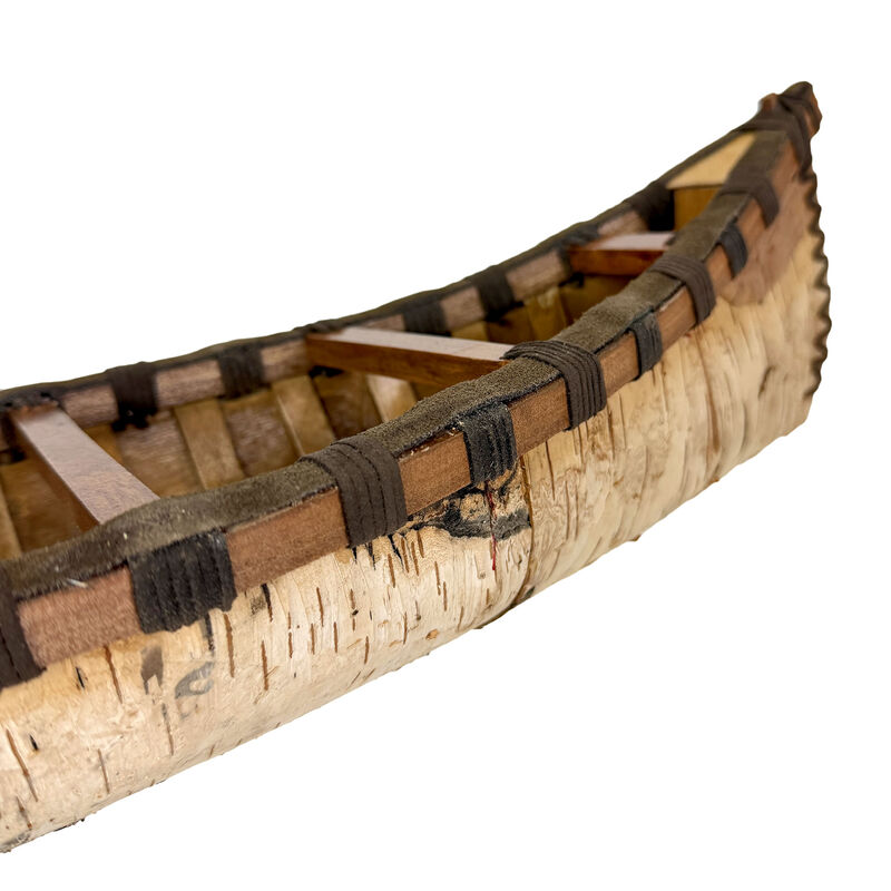 Rustic Birch Bark Wooden Canoe Statue 23.5in Freestanding Cabin Decor image number 2